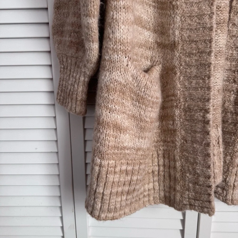 Madewell Wool Space-Dyed Long Oversized Cardigan Sweater Beige Medium